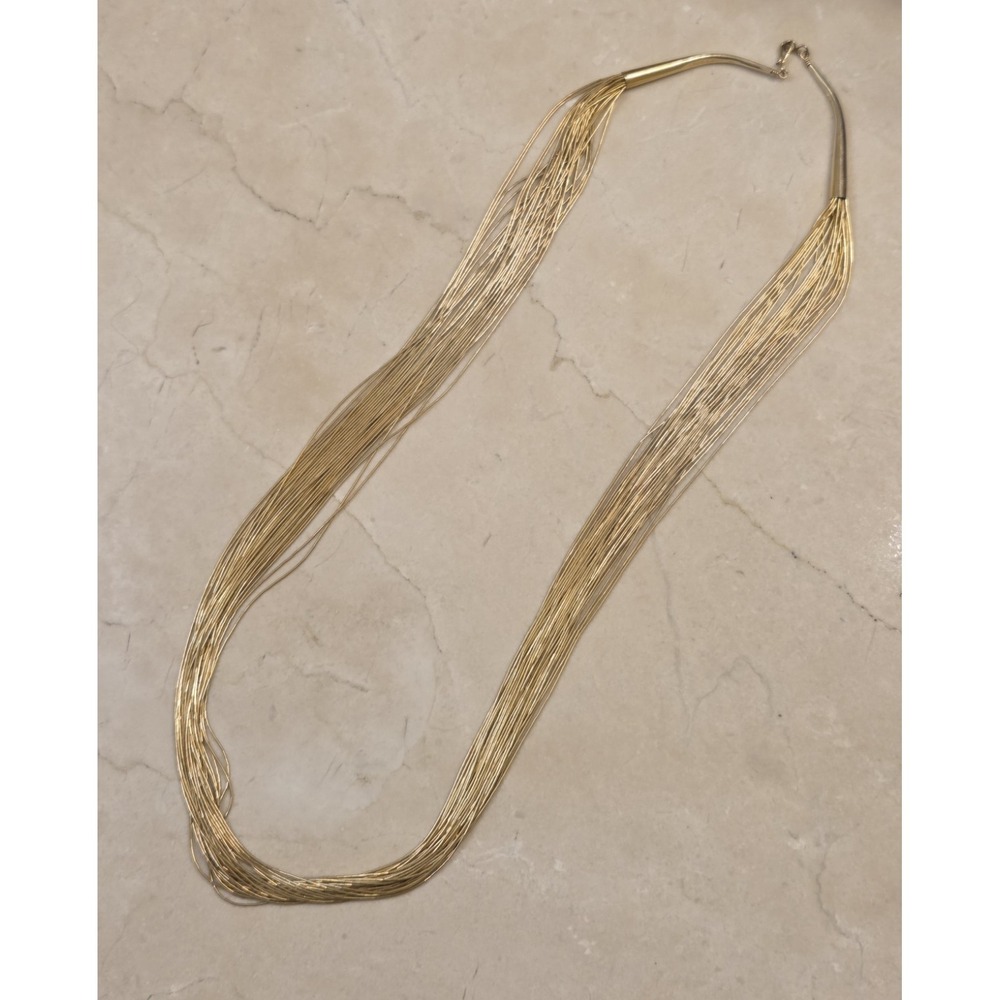 Vtg Liquid Silver Navajo Heishi‎ 30 Strand Sterling Silver Vermeil Necklace 30" - Picture 5 of 8